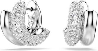 Swarovski Dextera Front/Back Hoop Earrings in White/Silver at Nordstrom