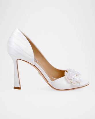 Badgley Mischka Yana 90MM Embellished Satin D & apos;Orsay Pumps