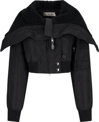Dior Cropped Peacoat - Dames - Bomber jackets - Zwart - S - Leer - Jassen
