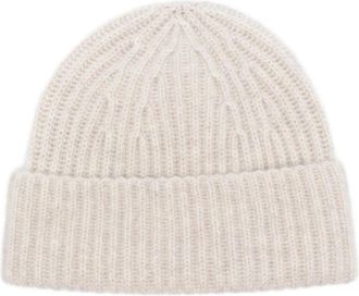 Lisa Yang Kasjmier Wol Beige Geribbelde Hoed - Dames - Hoeden - Beige - ONE Size - Wol - Accessoires