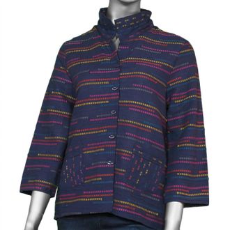 Habitat WomenS Peruvian Ruch Collar Jacket In Indigo