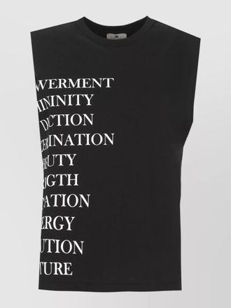 Elisabetta Franchi sleeveless round neck cotton sweater lettering