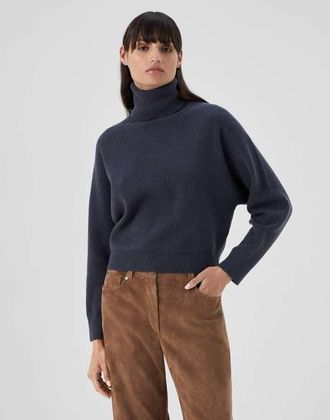 Brunello Cucinelli WomenS Night Wool Silk Blend Turtleneck Sweater, Size XS