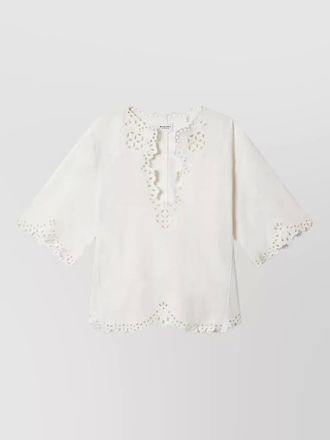 Isabel Marant shana cotton blouse eyelet v neck