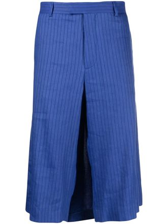 Moschino stripe-pattern knee-length shorts - men - Linen/Flax/Viscose/Elastane/Other Materials - 50 - Blue