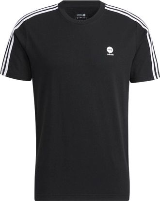 adidas neo Solid Color Logo Stripe Sports Short Sleeve Black HD4666