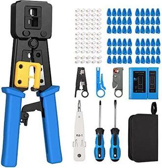 OEM Crimpadora Rj45 Para Cables De Red Y Telef&oacute;nicos Rj11/rj12/cat5/cat6/cat5e. Herramientas Profesionales Para Reparaci&oacute;n De Redes Lan. Pelacables (azul)