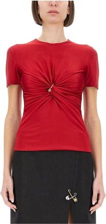 Versace Embellished Twist Front Top - Dames - T-shirts - Rood - S - Tops
