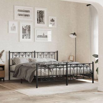 vidaXL Estructura Cama Sin Colch&oacute;n Con Estribo Metal Negro 183x213 Cm Vidaxl