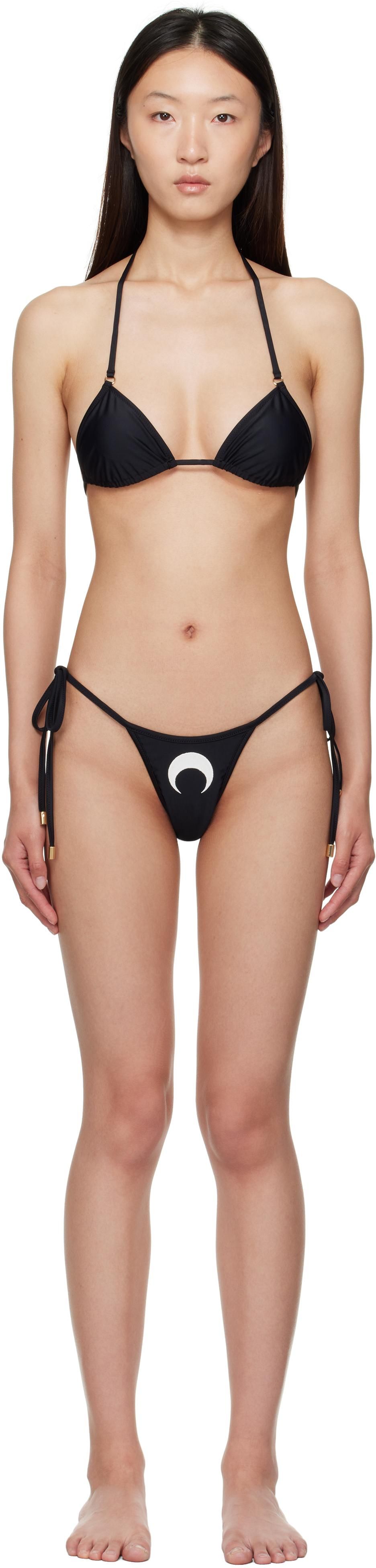 【関税&送料込】Marine Serre Black Stretch Nylon Swimsuit Black Jersey One Piece Swimsuit by Marine Serre on Sale