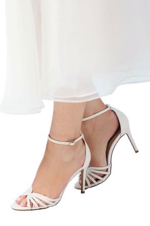 Coast Wide Fit Tilda Faux Leather Lattice Front High Heel Sandals, 8, white