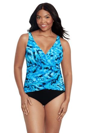 Trimshaper Megan V-Neckline One-Piece Swimsuit in Reverberate at Nordstrom, Size 14