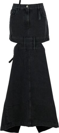 The Attico Black Cut-out midi skirt