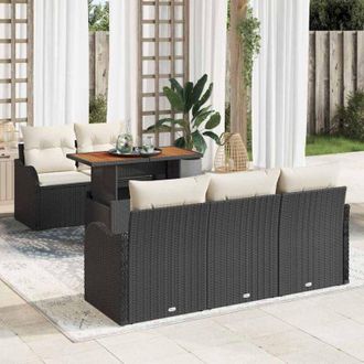 vidaXL Vidaxl - Conjunto De Sof&aacute; De Jard&iacute;n 6 Pcs Negro Y Crema 100 X 55 X 73 Cm