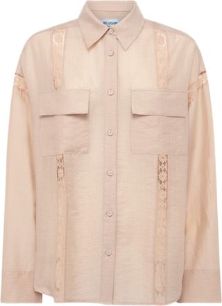 Blugirl Fluid Lyocell Shirt With Lace Inserts And Flap Pockets