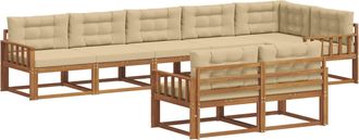 vidaXL Conjunto De Sof&aacute;s De Exterior 8 Uds. Natural Y Beige Vidaxl