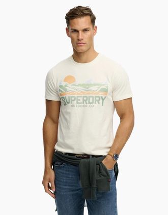 Superdry Mens Superdry Mens Outdoors Mountain Short Sleeve T-Shirt - Cream - Size: 44