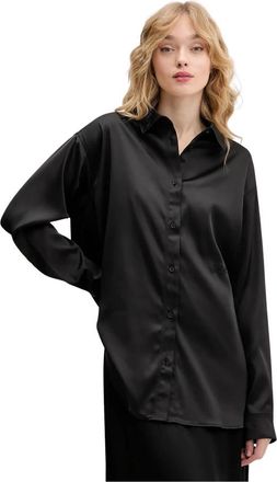 Karl Lagerfeld Oversized Shirt - Dames - Overhemden - Zwart - M - Polyester - Overhemden