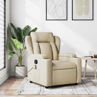 vidaXL Vidaxl Poltrona Reclinabile Massaggiante In Tessuto Crema