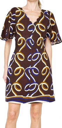 Ciebon Ribbon Print Mini Dress In Brown