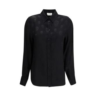 Alexander McQueen Alexander McQueen, Shirts, female, Black, Size: M Pattern Viscose Shirt