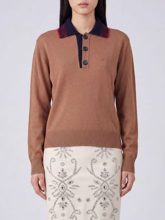 N&deg;21 Long-Sleeved Pure Wool Polo with Contrast Tipping