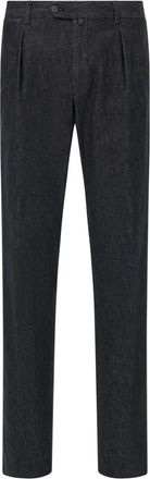 Boggi Milano pleated side-darts straight-leg trousers - Black