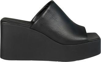 Vic Mati&eacute; K10 Blok Wedge Sandaal - Dames - Sleehakken - Zwart - 40 EU - Leer - Schoenen