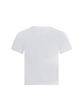 Ami Womens Ami De Coeur Cropped T-Shirt Blanc Cotton T-Shirts And Polos