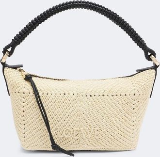 Loewe Cala Mini leather-trimmed raffia top-handle bag