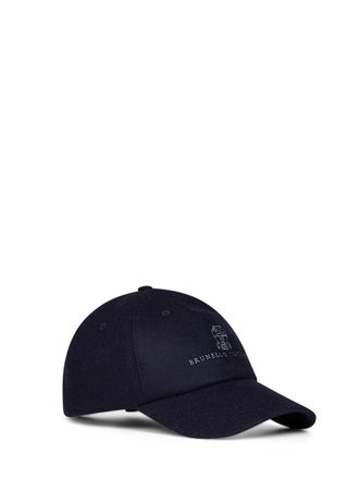 Brunello Cucinelli Mens Baseball Cap Navy Virgin Wool Blue Hat