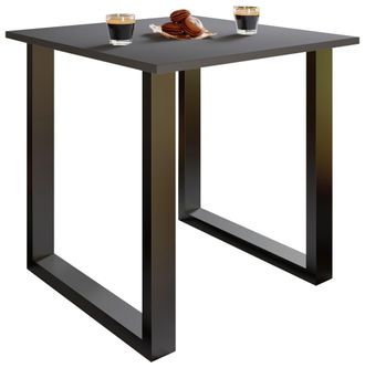 ebuy24 Mesa De Madera Vcm Al. 76 X An. 80 X P. 80 Cmbase S&oacute;lida Y De Alta Calidad Pies De Hierro Mesa De Cocina - Xona U (negro / Antracita)