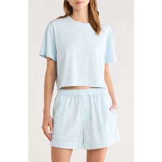 Open Edit Boxy Crop Sleep T-Shirt in Blue Dream at Nordstrom, Size X-Small