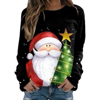 Generic Order Again From My Recent Orders Sweatshirts for Women UK Oversized Women Autumn And Winter Casual Cute Christmas Snowman Christmas Tree Printed Long