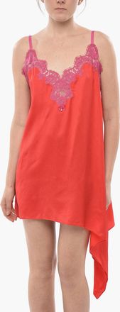 Dsquared2 Slip Dress in Raso con Dettaglio in Pizzo Dsquared2