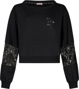 Liu Jo Felpa con inserti in pizzo - female - Liu Jo - Sweatshirts - Black - XS - Sweatshirts & Hoodies