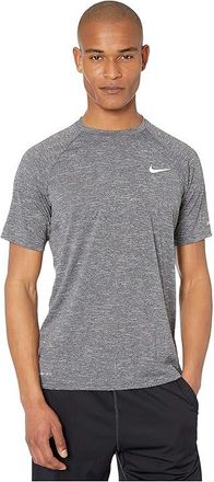 Nike Heather Short Sleeve Hydroguard Mens Swimwear Black : 2XL, Polyester