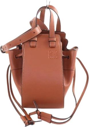 Loewe Pre-owned Hammock Drawstring Mini Bolso de Hombro 2way de Cuero - Pre-owned - Mujer - Marr&oacute;n - ONE SIZE