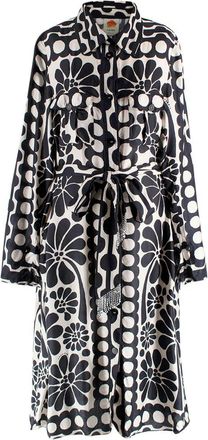 Farm Rio Black and White Tie Shirt Dress Size L