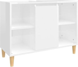 vidaXL Vidaxl - Armario de lavabo madera contrachapada blanco brillo 80x33x60cm