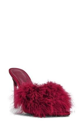 Steve Madden Ashbey Faux Feather Sandal in Dark Red at Nordstrom Rack, Size 8.5