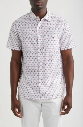 Vineyard Vines Flags & Stars Cotton Button-Up Shirt in White Cap at Nordstrom, Size Medium