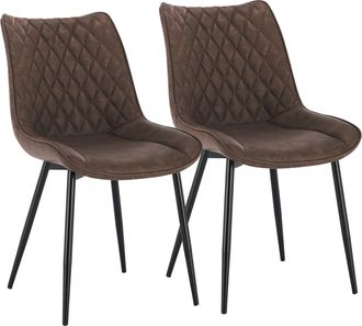 Woltu 2x Sillas De Comedor Nordicas Estilo Vintage Juego De 2 Sillas De Cocina Sillas Tapizadas En Cuero Sintetico Aspecto De Cuero Antiguo Estructura De Me