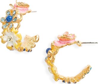 Kenneth Jay Lane Flower Hoop Earrings in Gold at Nordstrom