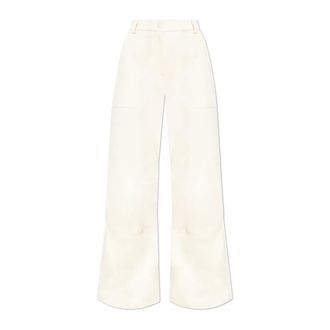 Moncler Broeken, Dames, Beige, XS, Katoen, Wijde pijpen broek