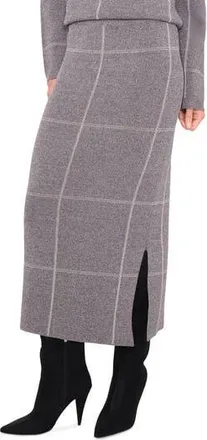 Halogen Plaid Knit Midi Skirt in Classic Grey Heather at Nordstrom Rack, Size Xx-Small