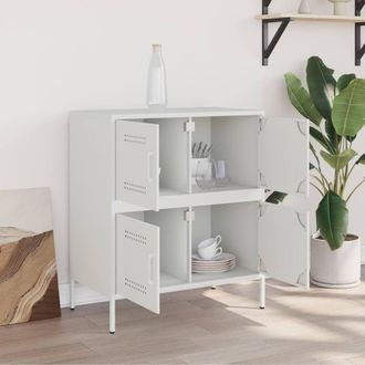 Berkfield Home Sideboard White 68x39x79 cm Steel | Size: 68 x 39 x 79 cm