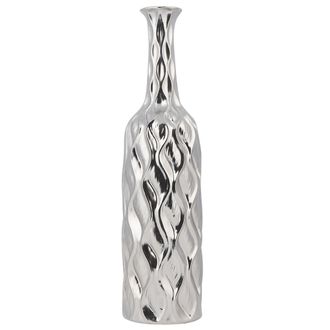 Beliani Beliani - Florero De Gres Plateado Con Forma De Botella Moderno Glam Bassania