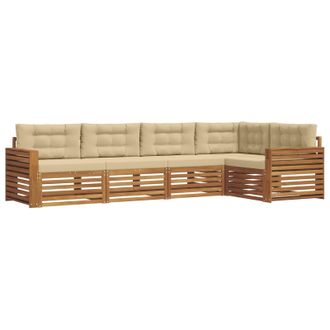 vidaXL Conjunto De Sof&aacute;s De Exterior Con Coj&iacute;n 5 Pcs Natural Y Beige Vidaxl