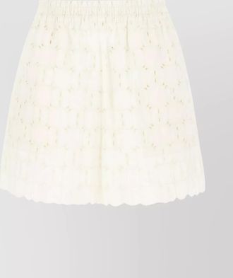 Moncler eyelet detail elastic waistband scalloped hem shorts